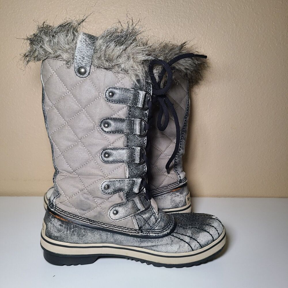 Sorel Tofino Disressed Gray Lace Up Waterproof Winter Snow Boots Women's Size 7 - Picture 12 of 16